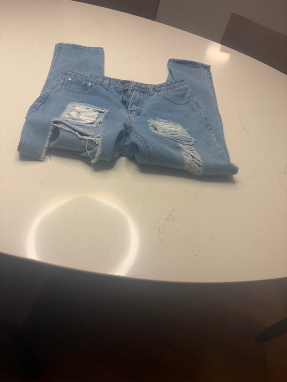 Nasty Gal Light Blue Ripped Skinny Jeans